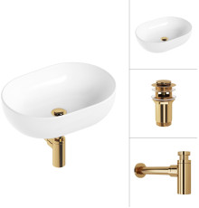 Умывальник Lauter 21836A + клапан 21190G + сифон 21635G золото