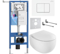 Унитаз подвесной Roxen EGG в комплекте с инсталляцией StounFix Dual Fresh 6 в 1 868635 кнопка: брашированное золото матовая