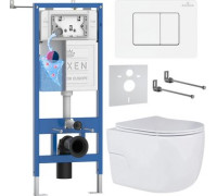 Унитаз подвесной Roxen Porto в комплекте с инсталляцией StounFix Dual Fresh 6 в 1 868633 кнопка: брашированное золото матовая