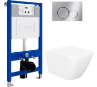 Унитаз подвесной Lauter Nuremberg 21811 + 21901002 белый, с кнопкой смыва 219701E хром