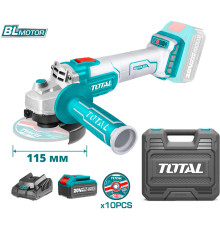 Угловая шлифмашина Total TAGLI2011587 с 1-м АКБ, кейс