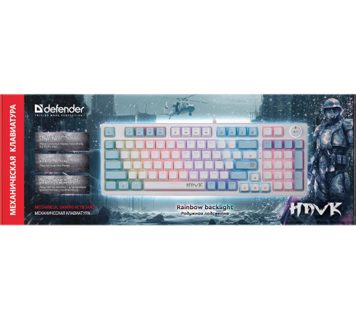 Клавиатура Defender Hawk GK-418 белый, Outemu Red