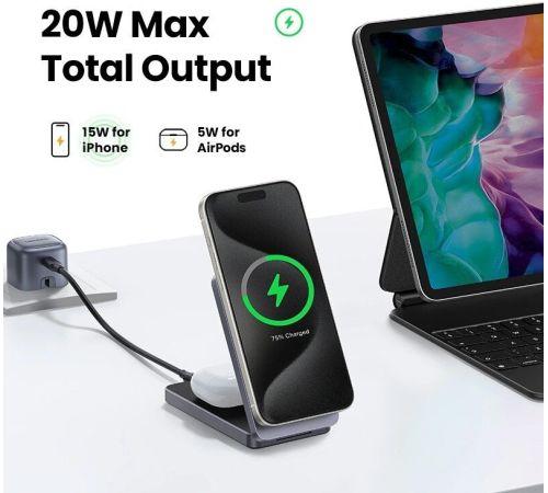 Беспроводное зарядное Ugreen W706 45023 серый