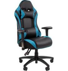 Игровое геймерское кресло CHAIRMAN CH43 экокожа, черный/бирюзовый