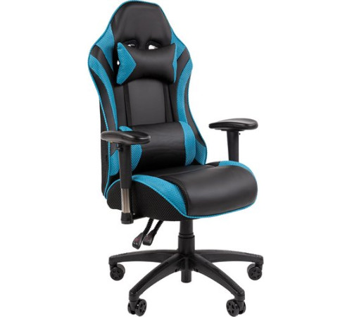 Игровое геймерское кресло CHAIRMAN CH43 экокожа, черный/бирюзовый