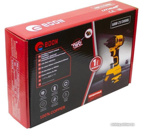 Гайковерт Edon AAW-21/300BL с 2-мя АКБ, набор оснастки