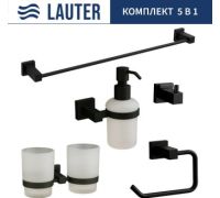 Набор аксессуаров для ванной Lauter 21SH6082 + 21SH6172 + 21SH6092 + 21SH6072 + 21SH6012 Matt Black, 5 предметов