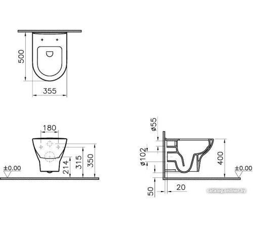 Унитаз подвесной Vitra Zentrum 5795B003-6077