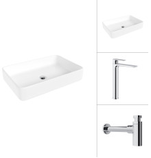 Умывальник Lauter 21842 + Reef 21CK8678C с сифоном 21635CH хром