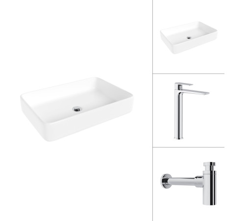 Умывальник Lauter 21842 + Reef 21CK8678C с сифоном 21635CH хром