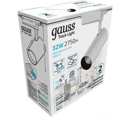 Трековый светильник Gauss TR072