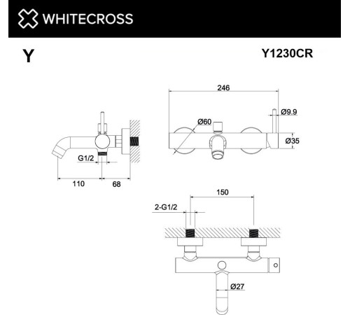 Смеситель Whitecross Y Y1230NIB брашированный никель