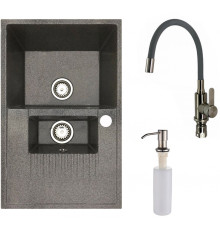 Кухонная мойка БелЭворс Forma L + смеситель W74004-9 + дозатор L405-1 серый/сатин