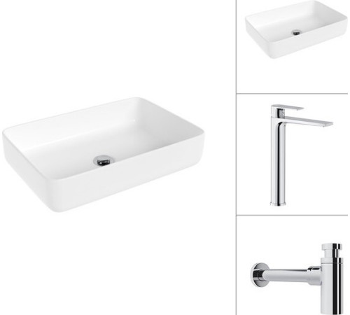 Умывальник Lauter 21487-50 + Reef 21CK8678C с сифоном 21635CH хром