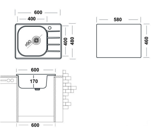 Кухонная мойка Ukinox Гранд GRM600.480 GT6K 1R