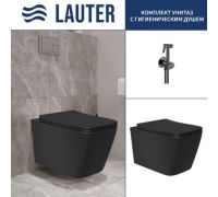 Унитаз подвесной Lauter Magdeburg с жест. сиденьем Soft Close 21103EC + Breez 21GN7072BM черный матовый, скрытое крепление