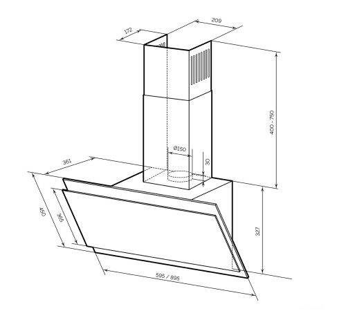 Кухонная вытяжка LEX Furia 900 белый