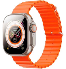 Умные часы XO M9 Ultra серебристый, с оранжевым силиконовым ремешком