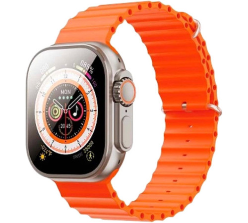 Умные часы XO M9 Ultra серебристый, с оранжевым силиконовым ремешком