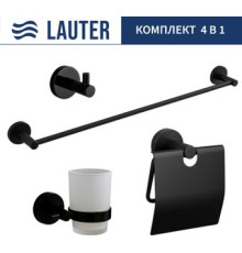 Набор аксессуаров для ванной Lauter 21SH72062 + 21SH72092 + 21SH72102 + 21SH70012 Matt Black, 4 предмета