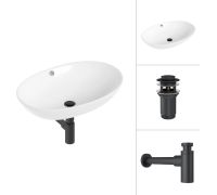 Умывальник Lauter 21709 + клапан 21190B + сифон 21635B черный матовый