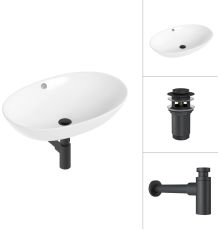Умывальник Lauter 21709 + клапан 21190B + сифон 21635B черный матовый