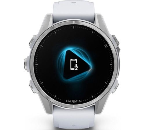 Умные часы Garmin Fenix 8 43мм серебристый, белый ремешок