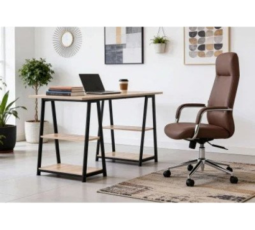 Офисное кресло AksHome Elema коричневая экокожа/хромированный металл