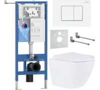 Унитаз подвесной Roxen Antares в комплекте с инсталляцией StounFix Dual Fresh 6 в 1 868543 кнопка: белый глянцевая