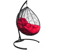 Подвесное кресло M-Group Капля 11020406 черный ротанг/красная подушка