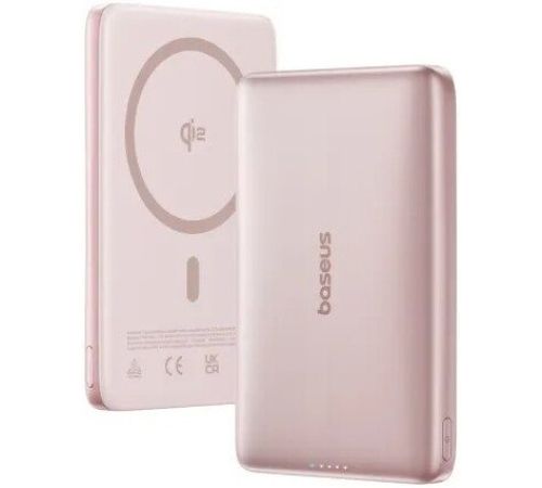 Внешний аккумулятор Baseus PicoGo AM41 Ultra-Slim Qi2 Magnetic Power Bank 10000mAh розовый