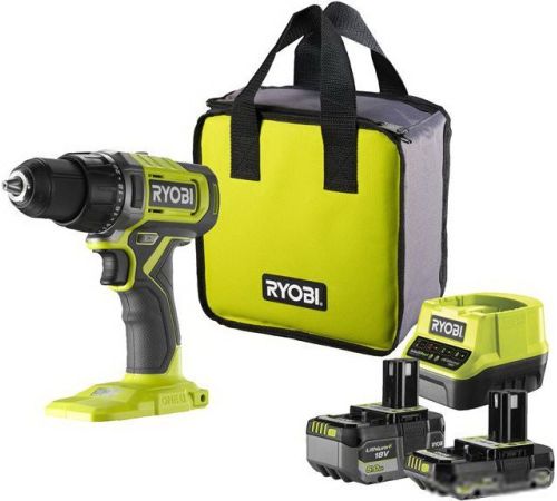 Дрель-шуруповерт Ryobi RDD18-2C52S 5133005522 с 2-мя АКБ 2 Ач+5 Ач, сумка