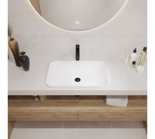 Умывальник Lauter 21370 + клапан 21190W + сифон 21635W белый матовый