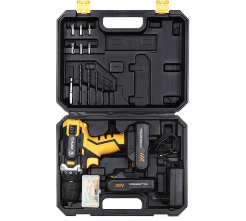 Дрель-шуруповерт Deko DKCD20FU-Li SET 63 063-4175 с 2-мя АКБ, кейс