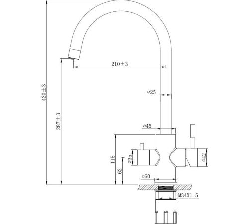 Смеситель Esko Kitchen K04B