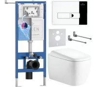 Унитаз подвесной Roxen Martin в комплекте с инсталляцией StounFix Dual Fresh 6 в 1 968502 кнопка: хром глянцевый