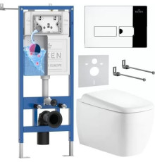 Унитаз подвесной Roxen Martin в комплекте с инсталляцией StounFix Dual Fresh 6 в 1 968502 кнопка: хром глянцевый