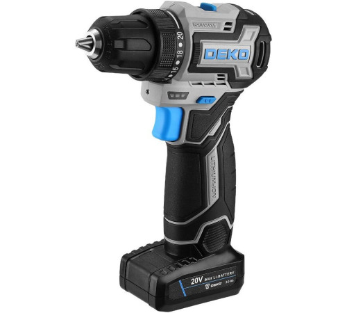 Дрель-шуруповерт Deko Sharker 20V PRO 084-1035 с 2-мя АКБ, кейс