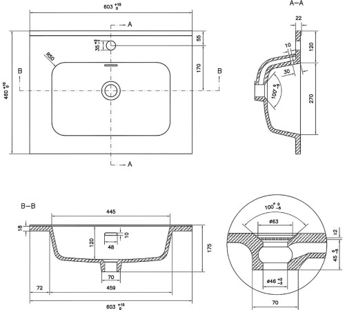 Умывальник Lauter Alton 61 керамический