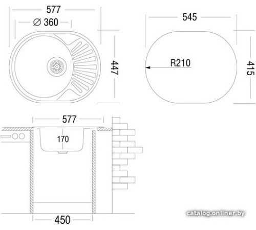 Кухонная мойка Ukinox FAD577.447-T6K 2L с сифоном