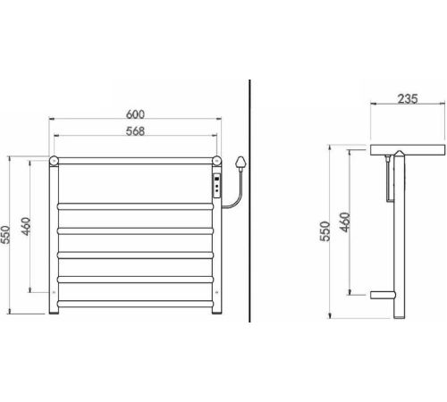 Полотенцесушитель Maxonor Pure Life PL-TRE03-55-5-3 с полкой серый, подключение справа