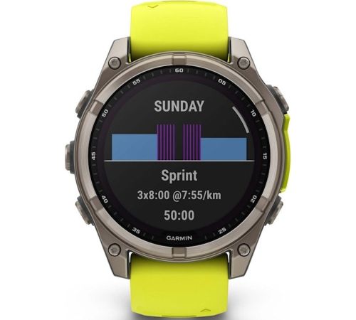 Умные часы Garmin Fenix 8 Solar, Sapphire 47мм титановый серый с желтым ремешком