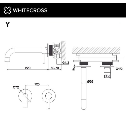 Смеситель Whitecross Y1215CPB брашированная медь
