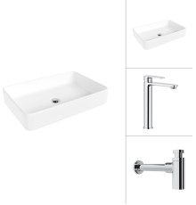 Умывальник Lauter 21842 + Moon 21СK81691C с сифоном 21635CH хром