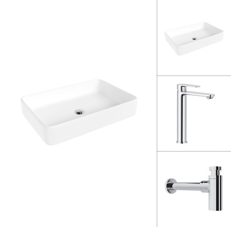 Умывальник Lauter 21842 + Moon 21СK81691C с сифоном 21635CH хром