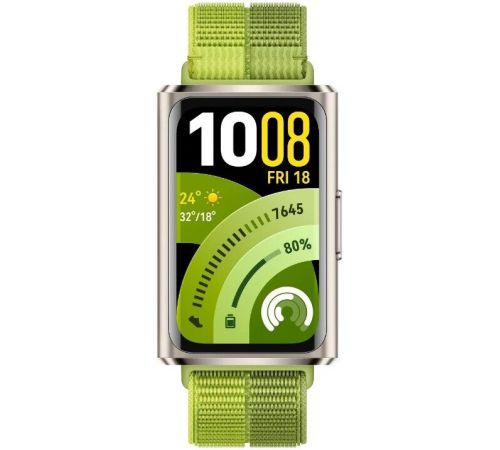 Фитнес-браслет Huawei Band 11 Pro серый, с зеленым нейлоновым ремешком, международная версия