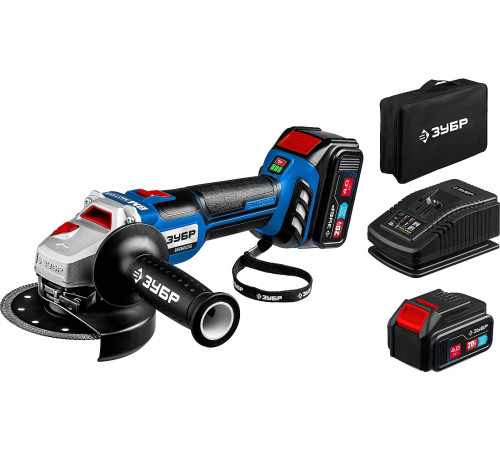 Угловая шлифмашина Зубр AB-125-42 с 2-мя АКБ, сумка