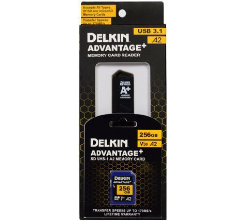 Карта памяти Delkin Devices Advantage+ SD Reader and Card Bundle SDXC 256GB