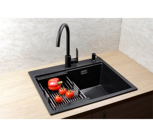 Кухонная мойка Marblan Comfort 60 черный, с сифоном