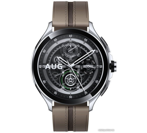 Умные часы Xiaomi Watch 2 Pro LTE серебристый, с коричневым кожаным ремешком, международная версия